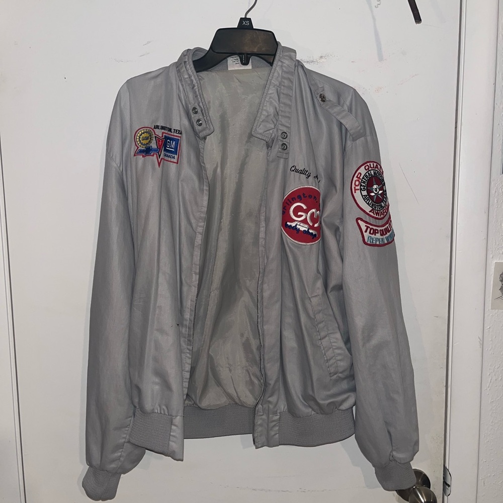 Birdies Gray Bomber Jacket with Patches